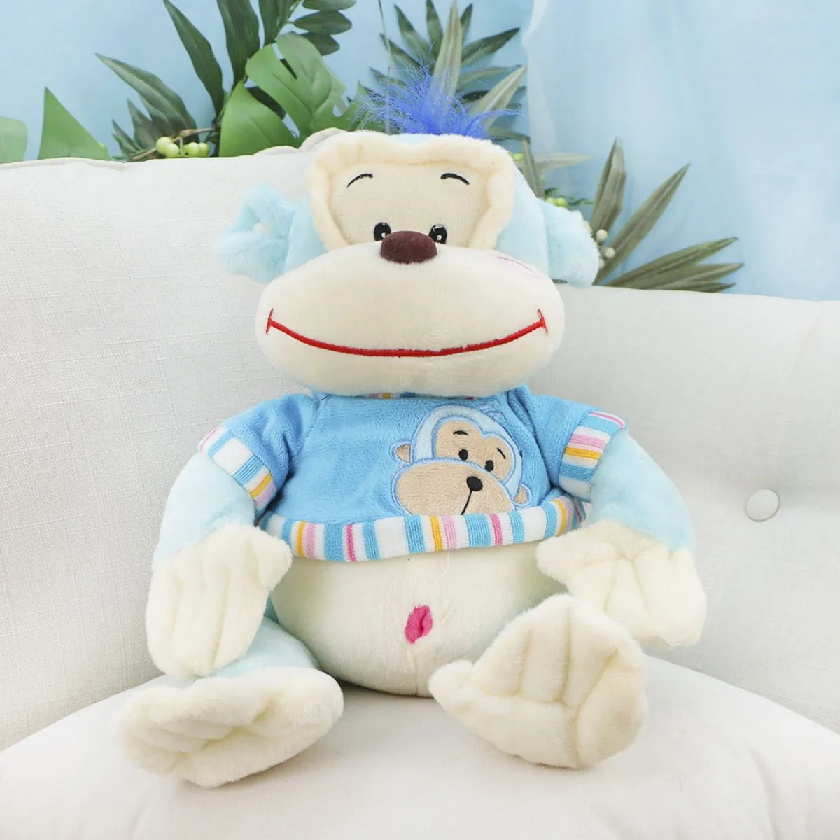 Обезьяна Джорджик в футболке, 25(35) см (Голубой) от plush.team
