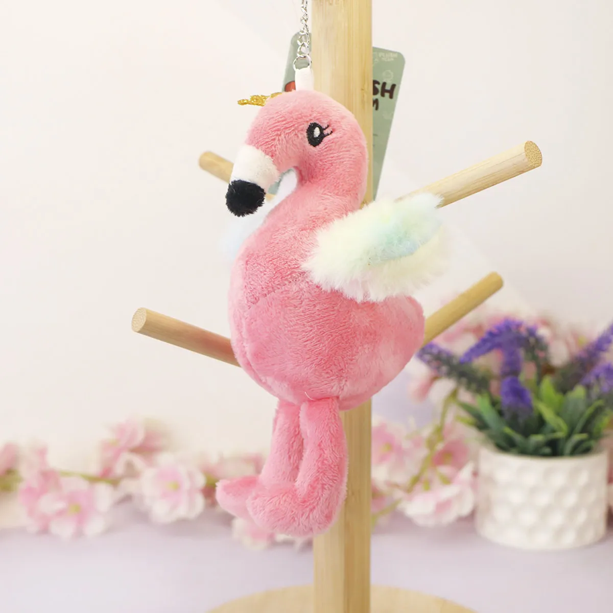 Фламинго с короной брелок, 10 см от plush.team