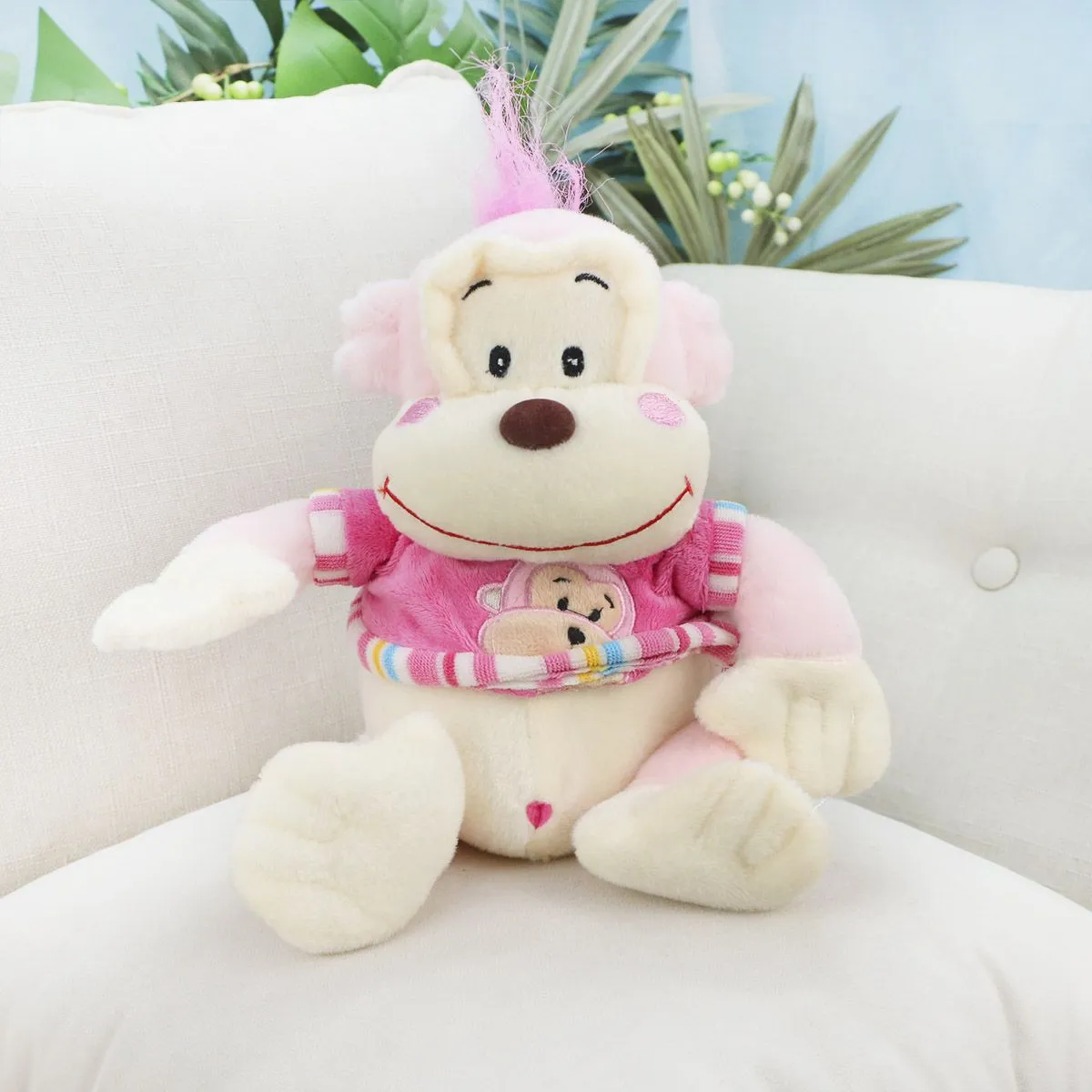 Обезьяна Джорджик в футболке, 20(28) см (Розовый) от plush.team