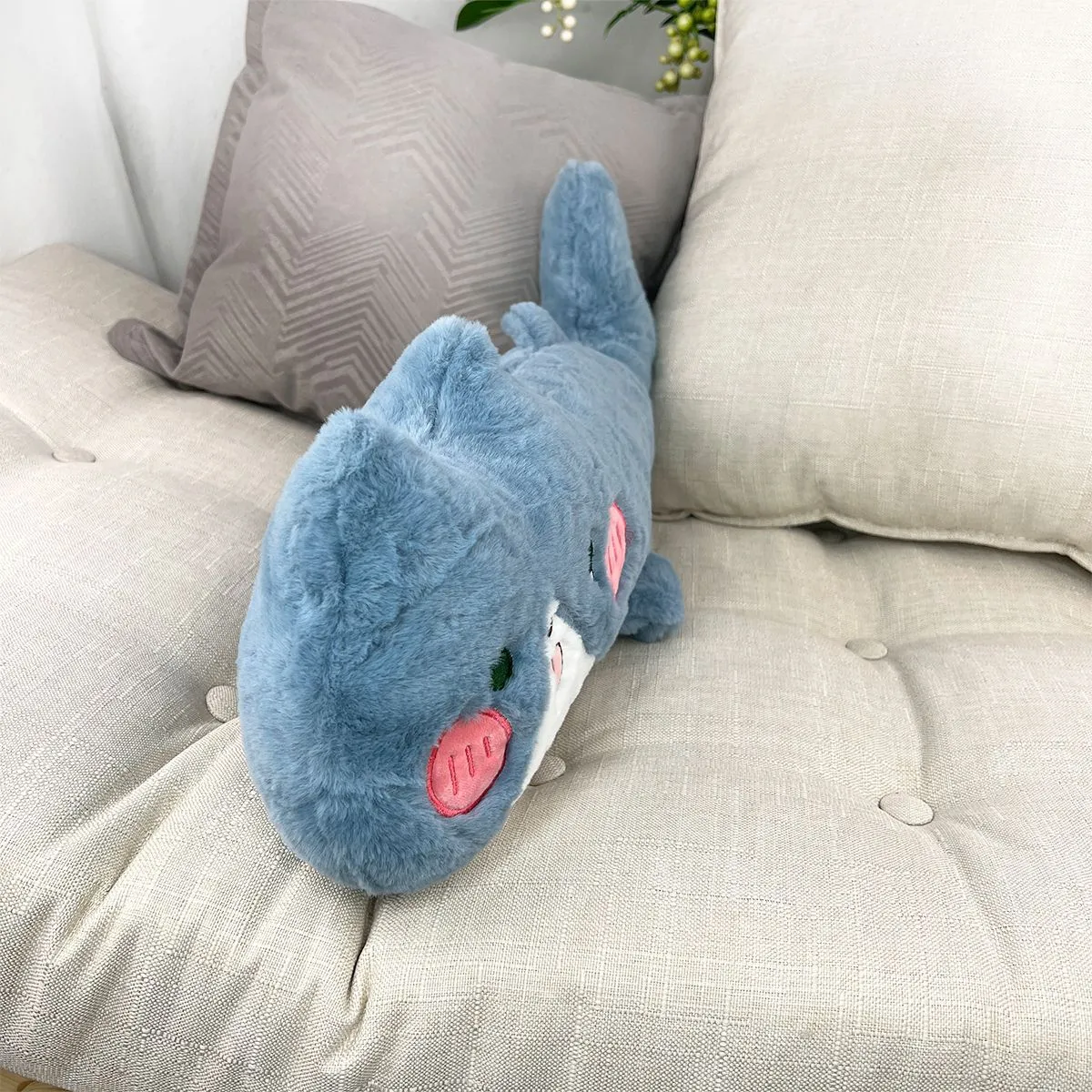 Кот акула лежачий, 55 см (Голубой) от plush.team