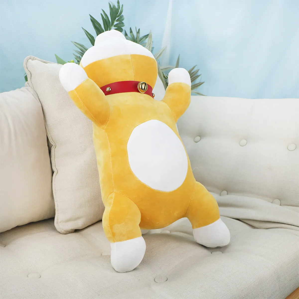 Корги лежачая в кожаном ошейнике, 55 см от plush.team