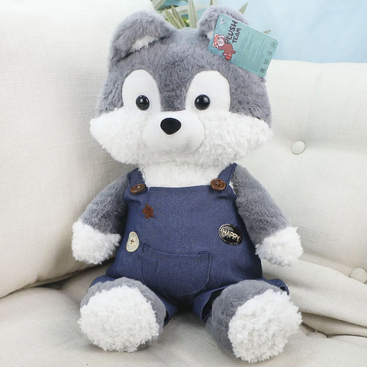 Собака хаски в комбинезоне, 50 см от plush.team