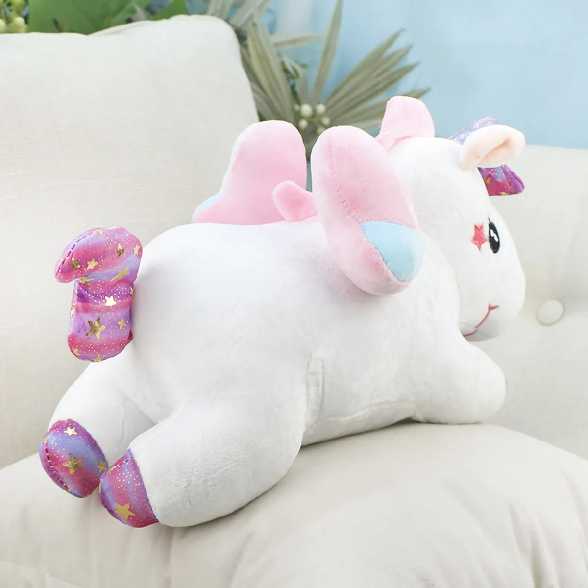 Единорог Юси лежачий с блестящими лапами, 32 см (Белый) от plush.team