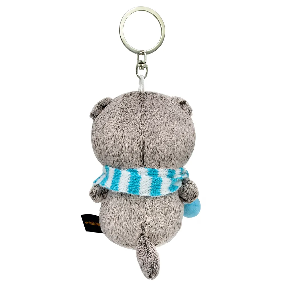 фото игрушки Кот Басик в полосатом шарфе, игрушка с кольцом, 11 см ABB-087