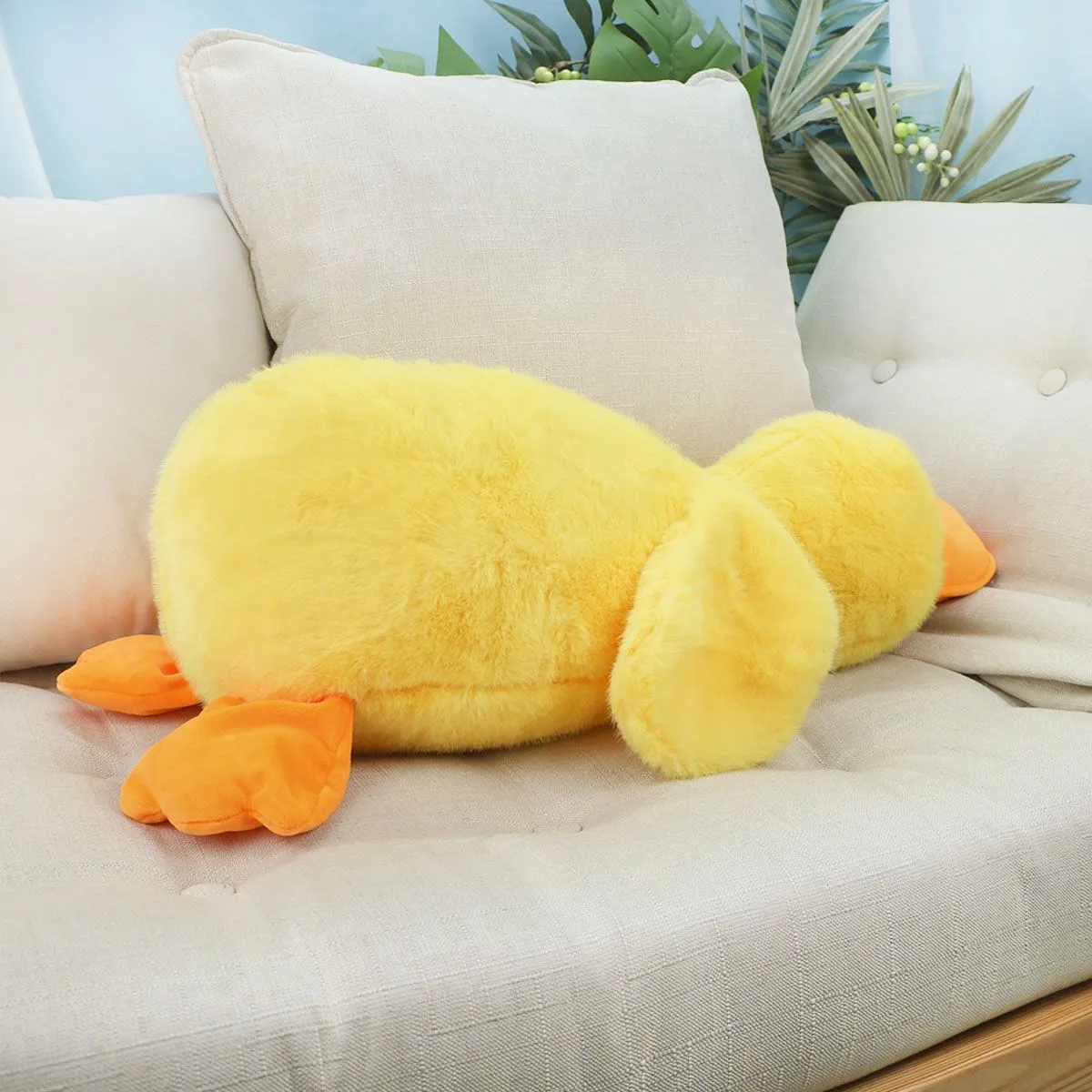 Утка лежачая пушистая, 60 см (Желтый) от plush.team