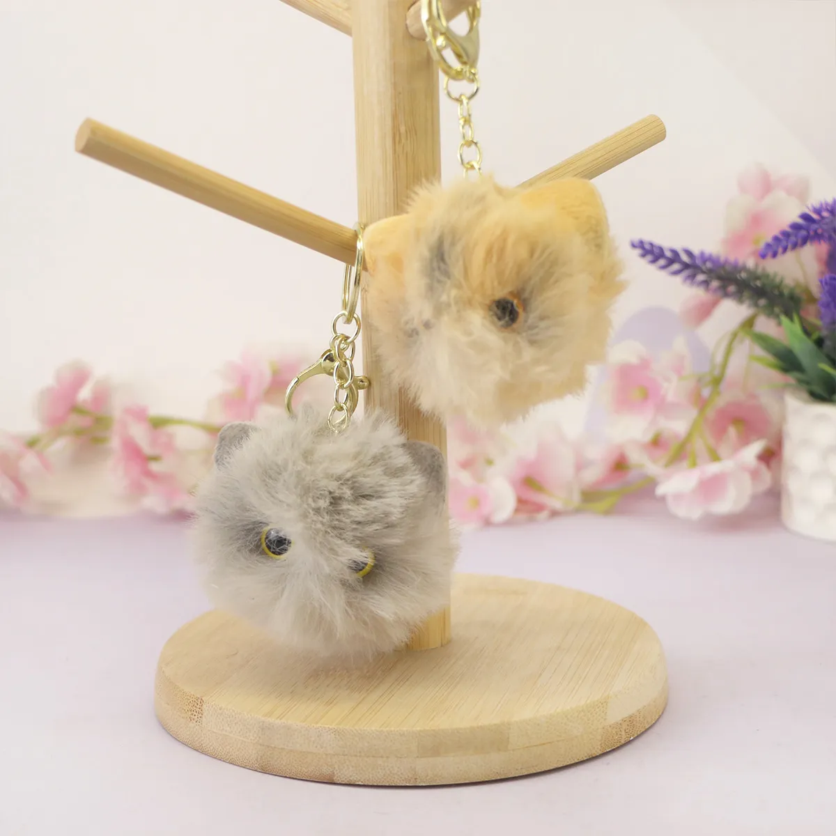 Брелок мягкий пушистый котик с глазами, 6 см от plush.team