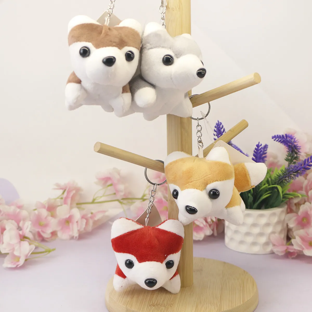 Брелок мягкий собака лайка с большим хвостом, 10 см от plush.team