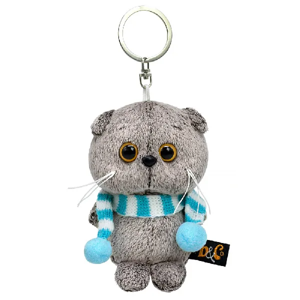 фото игрушки Кот Басик в полосатом шарфе, игрушка с кольцом, 11 см ABB-087