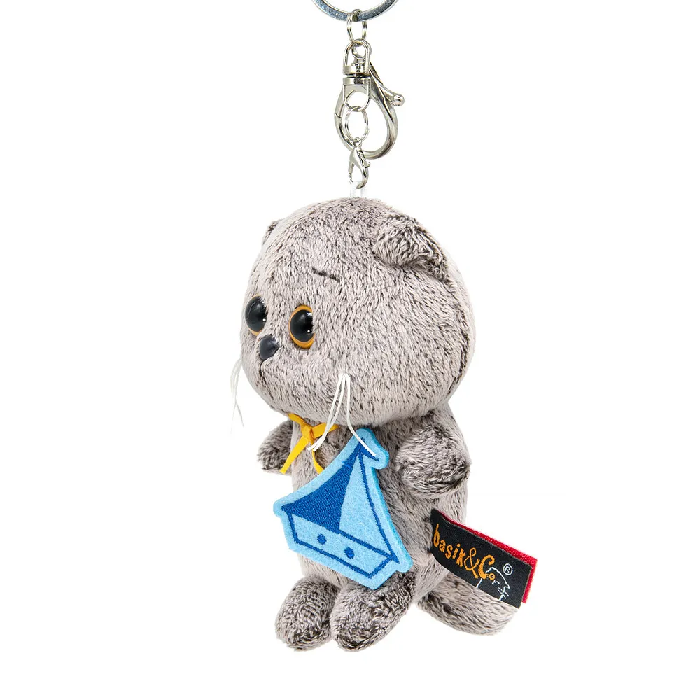 Кот Басик с корабликом, игрушка с кольцом, 11 см от plush.team