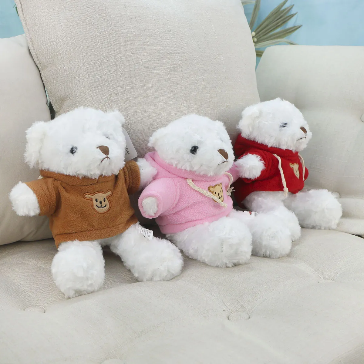 Мишка Боули в худи, 27 см (Белый) от plush.team