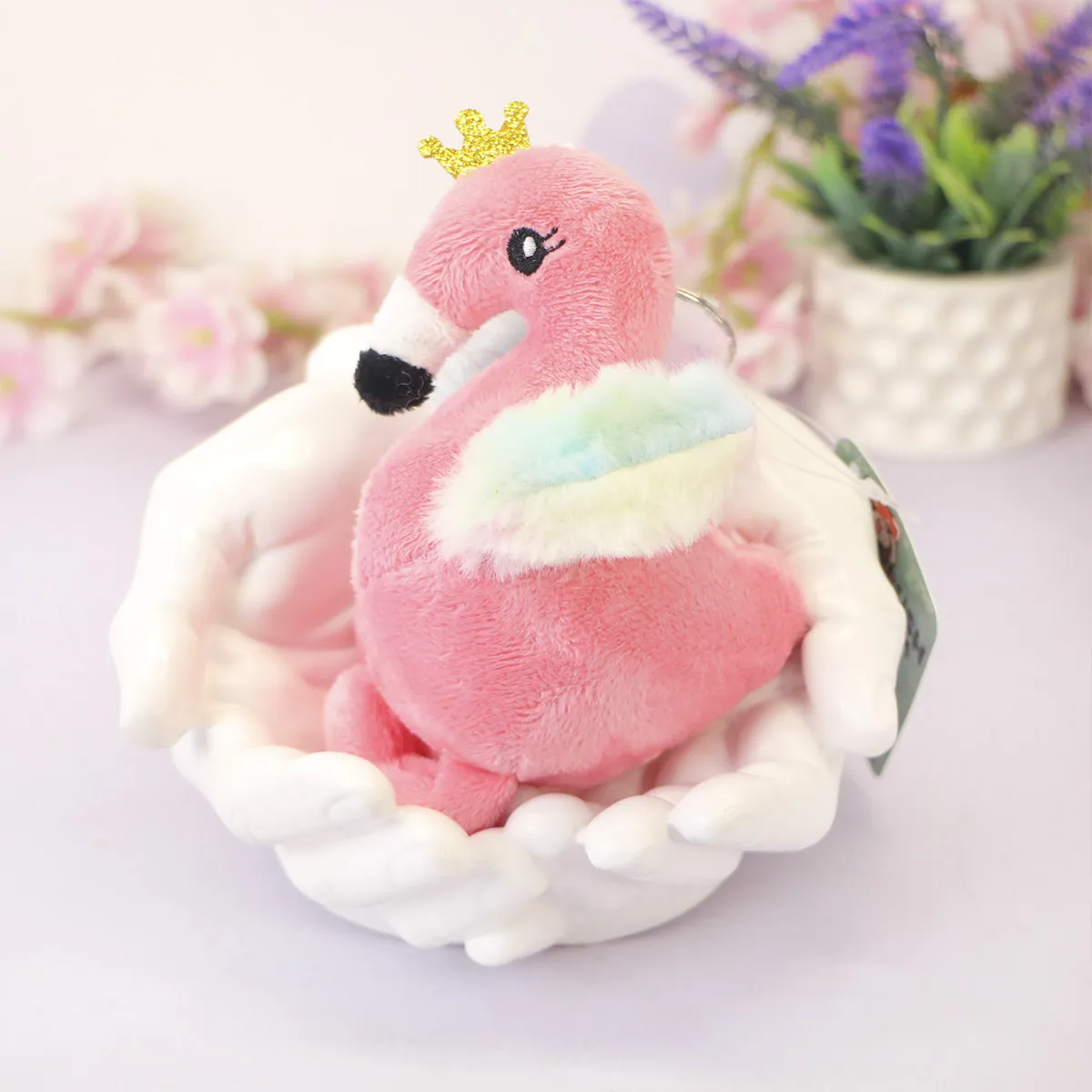 Фламинго с короной брелок, 10 см от plush.team
