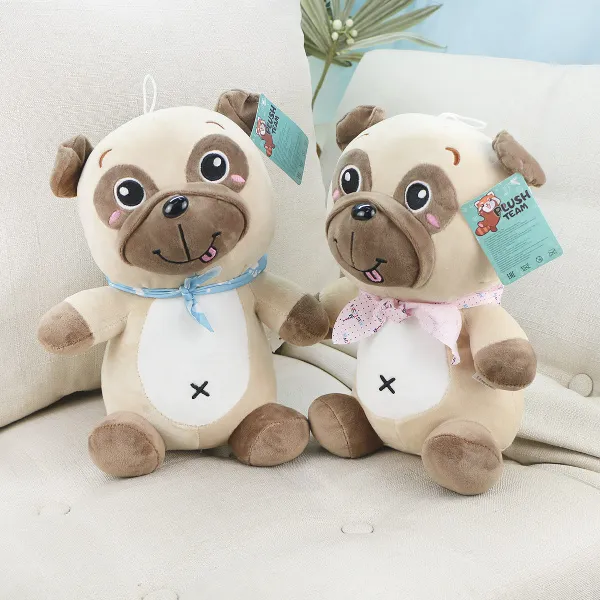 фото игрушки Собака мопс Стиви с платком на шее, 28 см