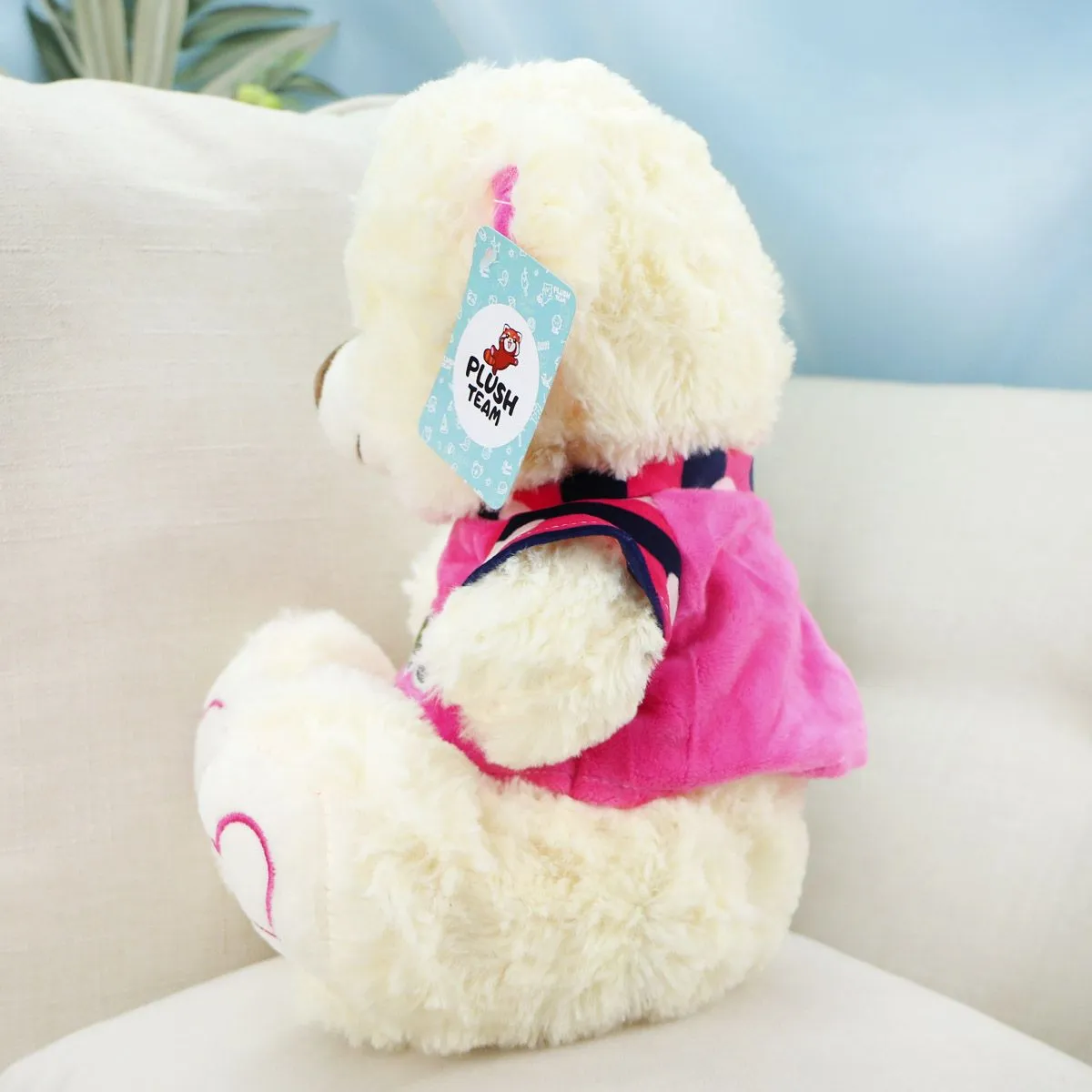Мишка в розовой футболке, 30 см (Молочный) от plush.team