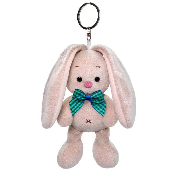фото игрушки Зайка Ми с голубым бантиком, игрушка с кольцом, 11 см ABB-009