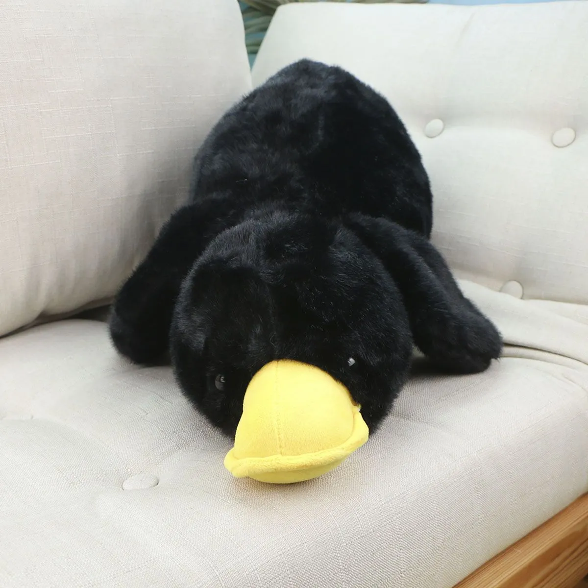 Утка лежачая пушистая, 60 см (Черный) от plush.team