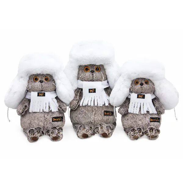 фото игрушки Игрушка Кот Басик в белой меховой шапке Ks22-302