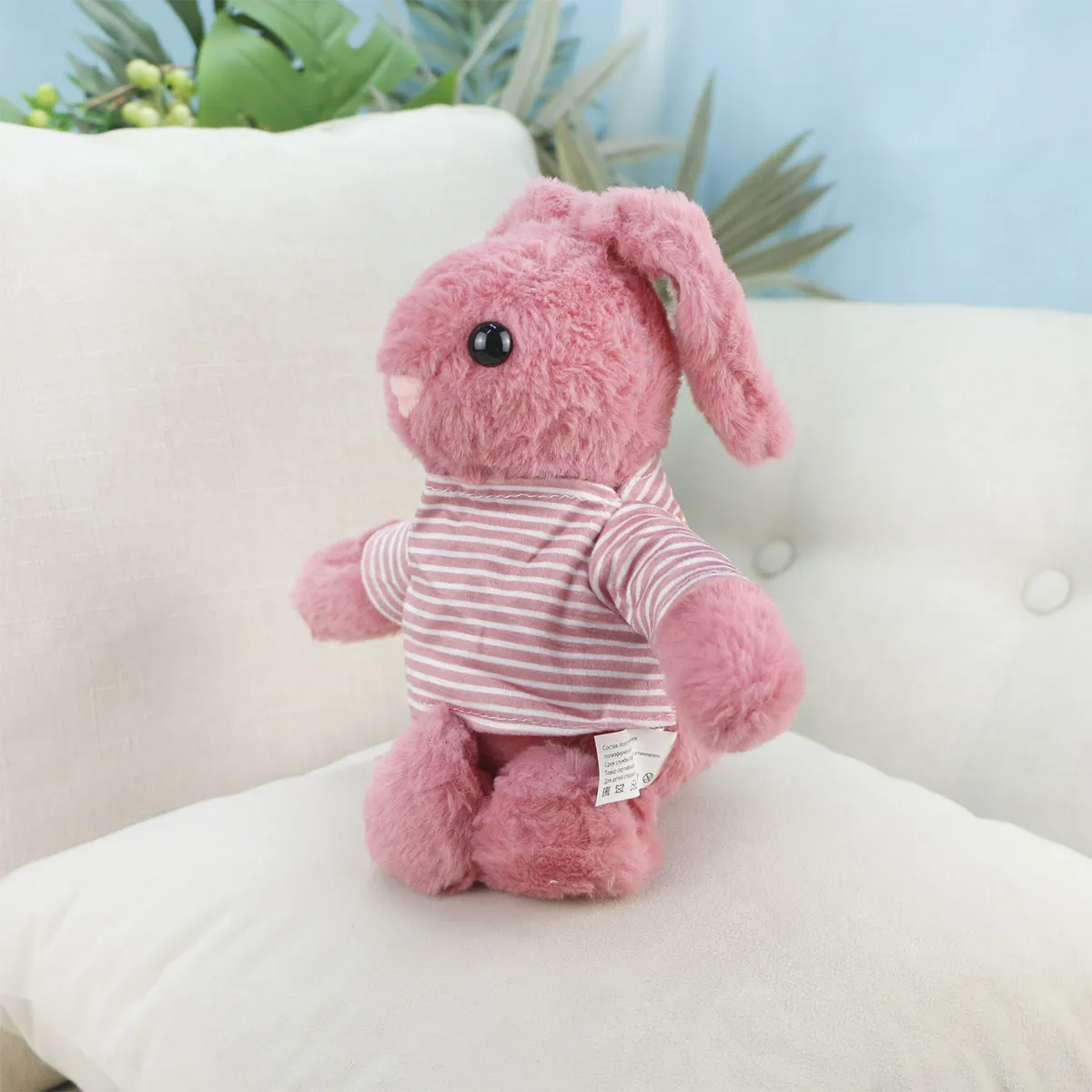 Зайчик в полосатой футболке в ассортименте, 26 см от plush.team