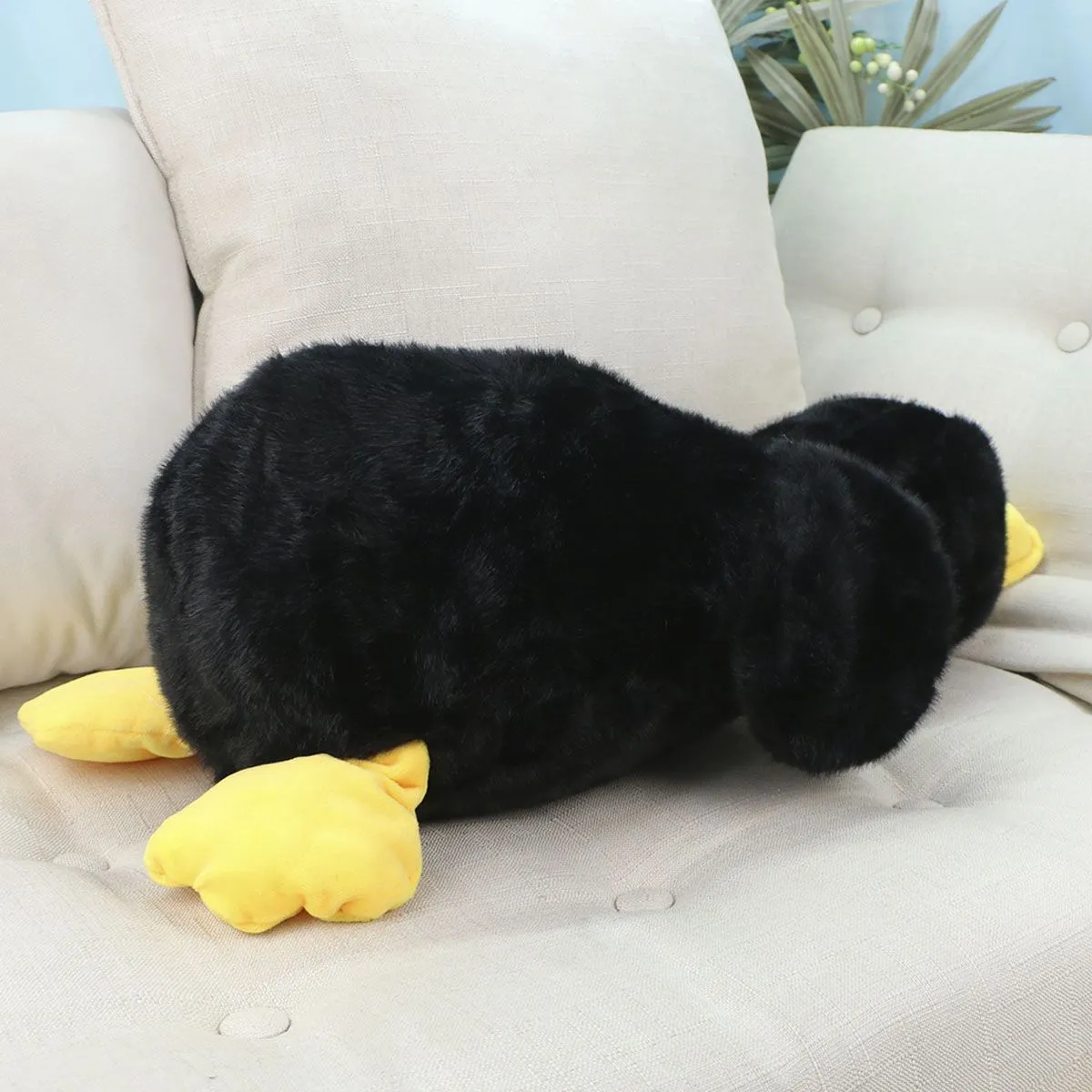 Утка лежачая пушистая, 60 см (Черный) от plush.team
