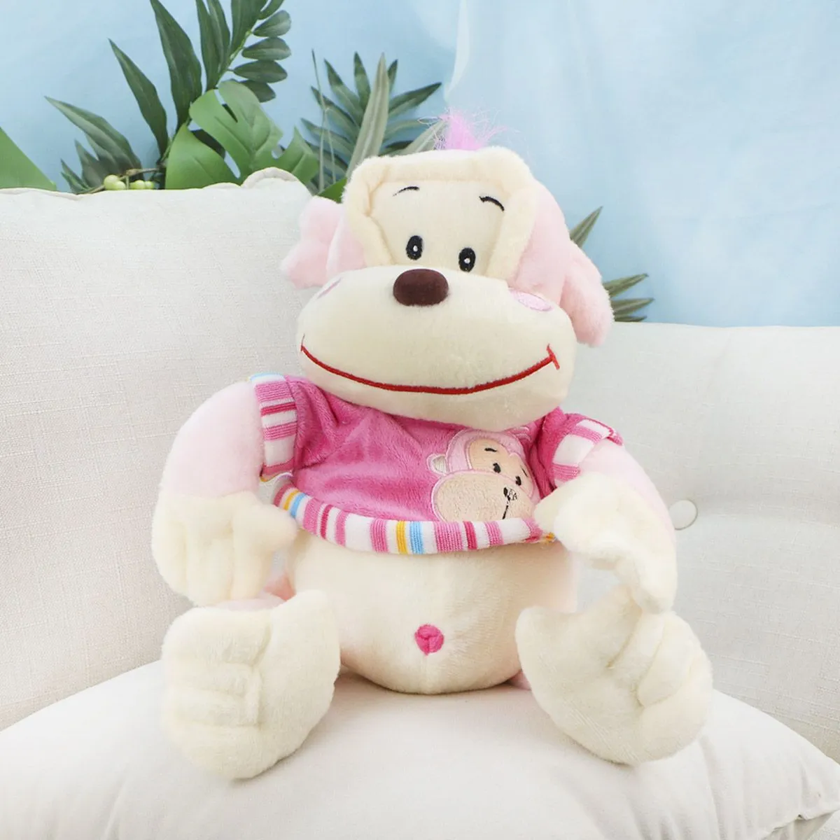 Обезьяна Джорджик в футболке, 25(35) см (Розовый) от plush.team