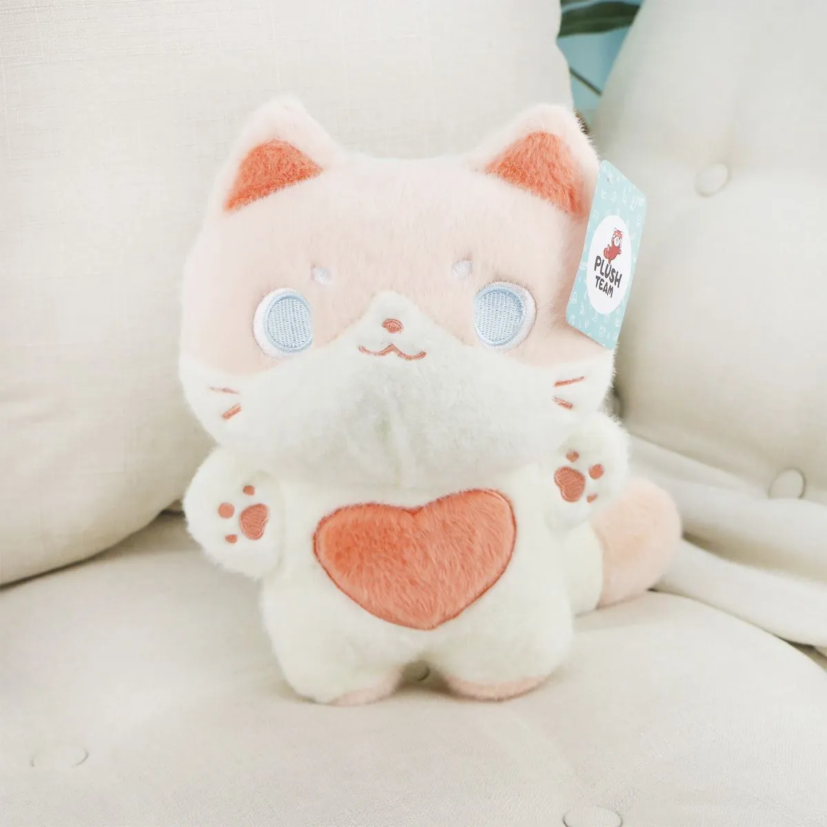 Котики с сердечком на пузе, 30 см (Оранжевый) от plush.team