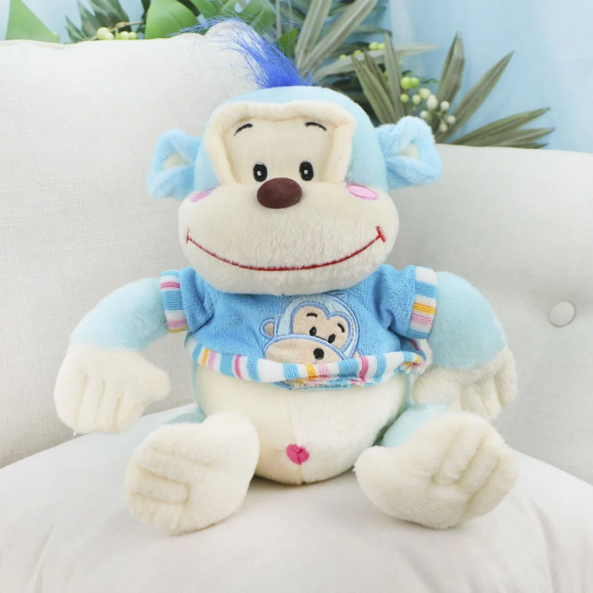 Обезьяна Джорджик в футболке, 20(28) см (Голубой) от plush.team