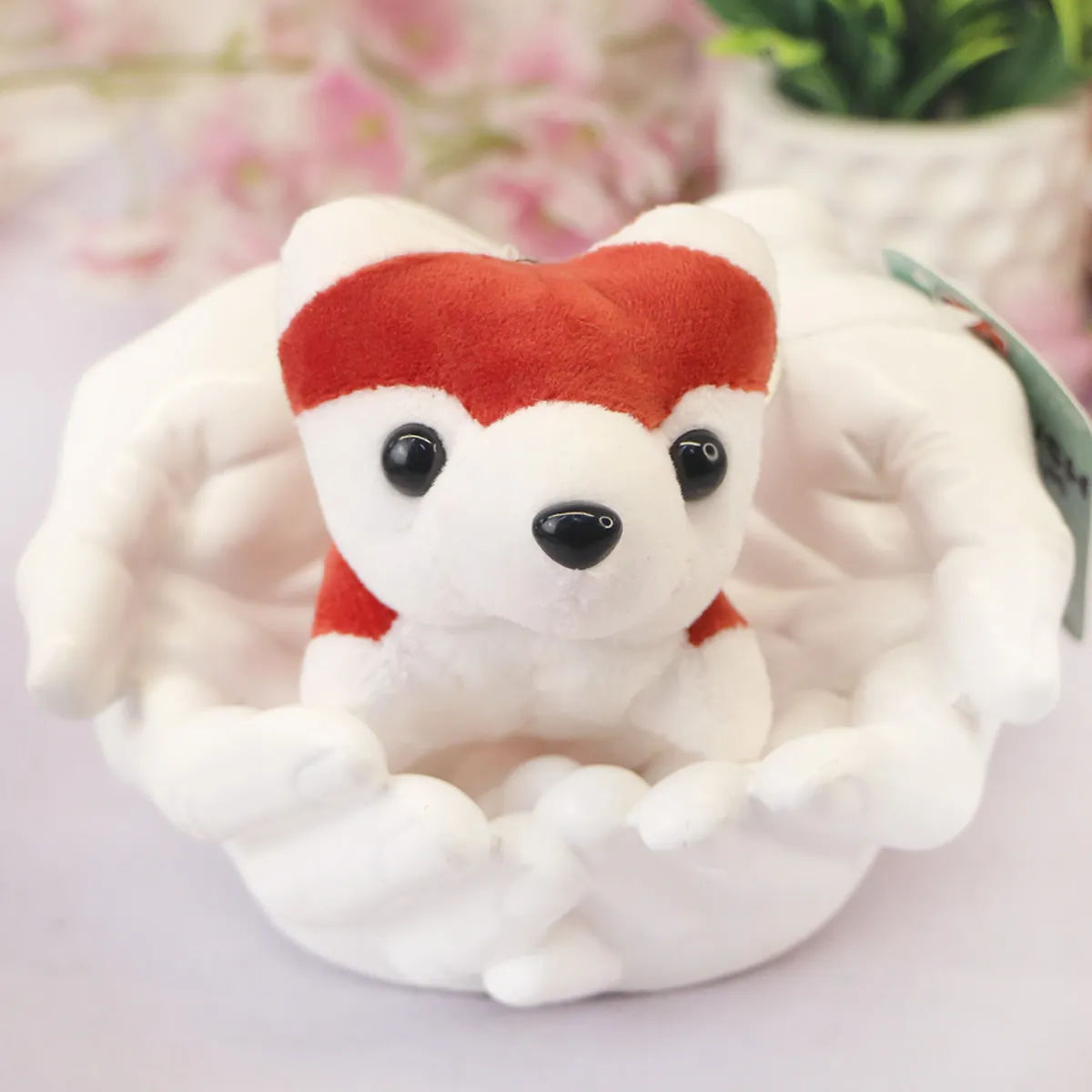 Брелок мягкий собака лайка с большим хвостом, 10 см от plush.team