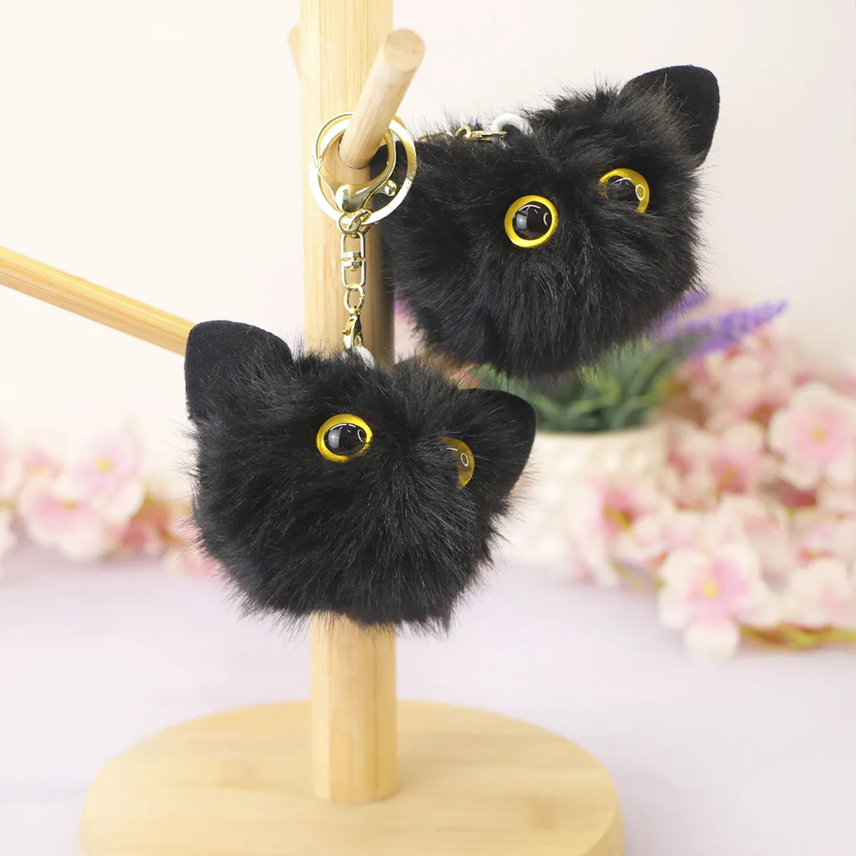 Брелок мягкий пушистый котик с глазами, 6 см от plush.team