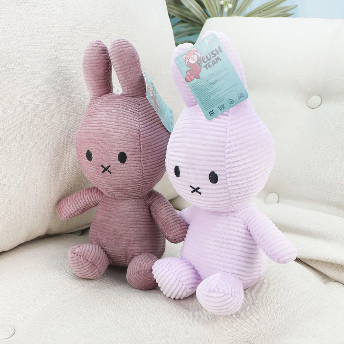 Заяц вельвет сидячий, 29 см от plush.team