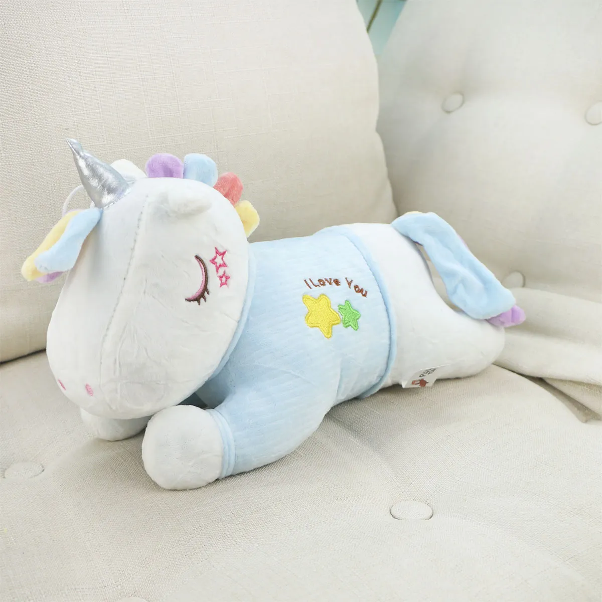 Мягкая игрушка, Единорог лежачий в футболке, 30 см., 3+ от plush.team