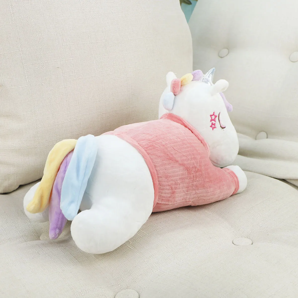 Мягкая игрушка, Единорог лежачий в футболке, 30 см., 3+ от plush.team