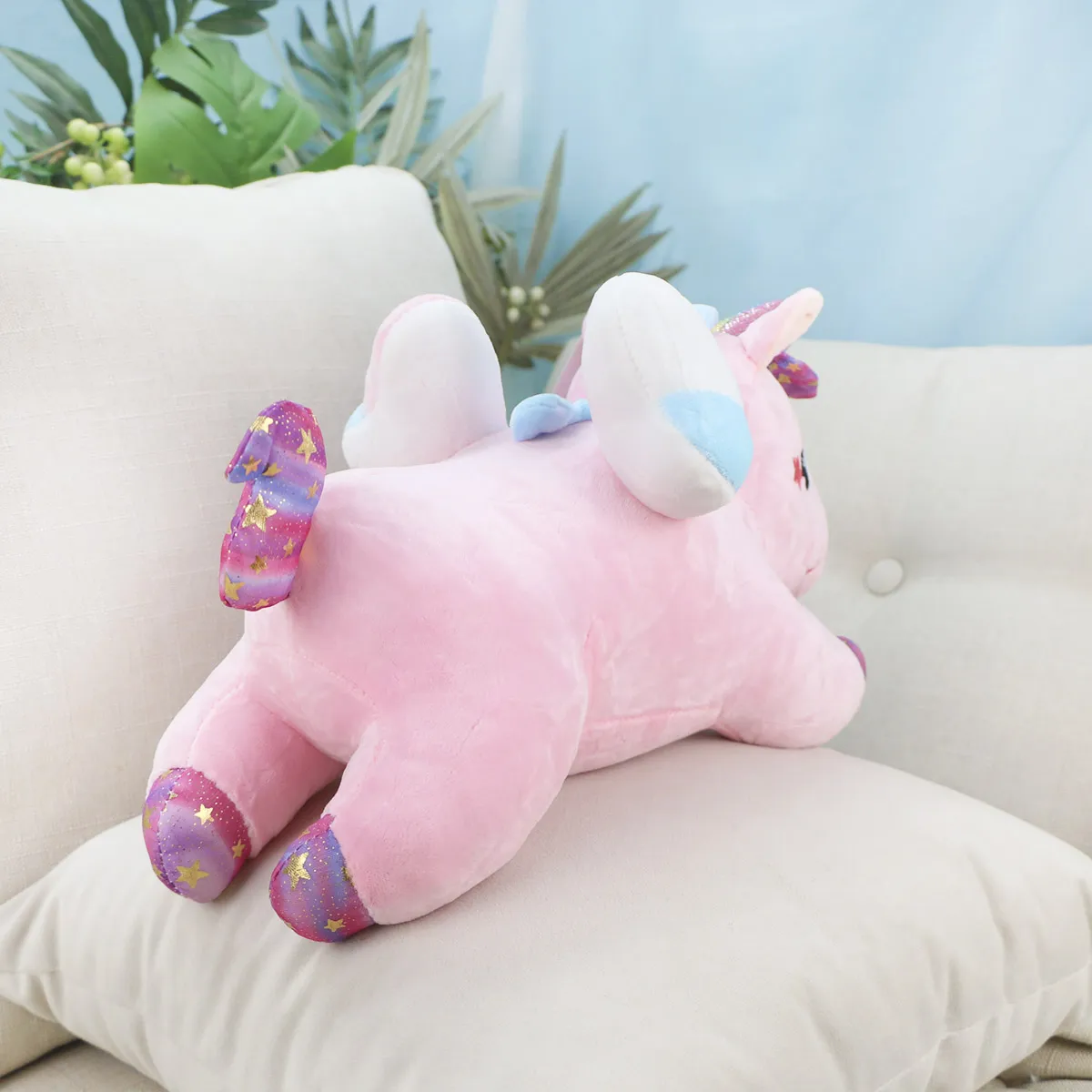 Единорог Юси лежачий с блестящими лапами, 32 см (Розовый) от plush.team