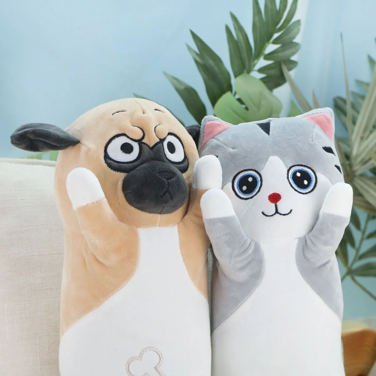 Мопс и котик обнимашки, 60 см от plush.team