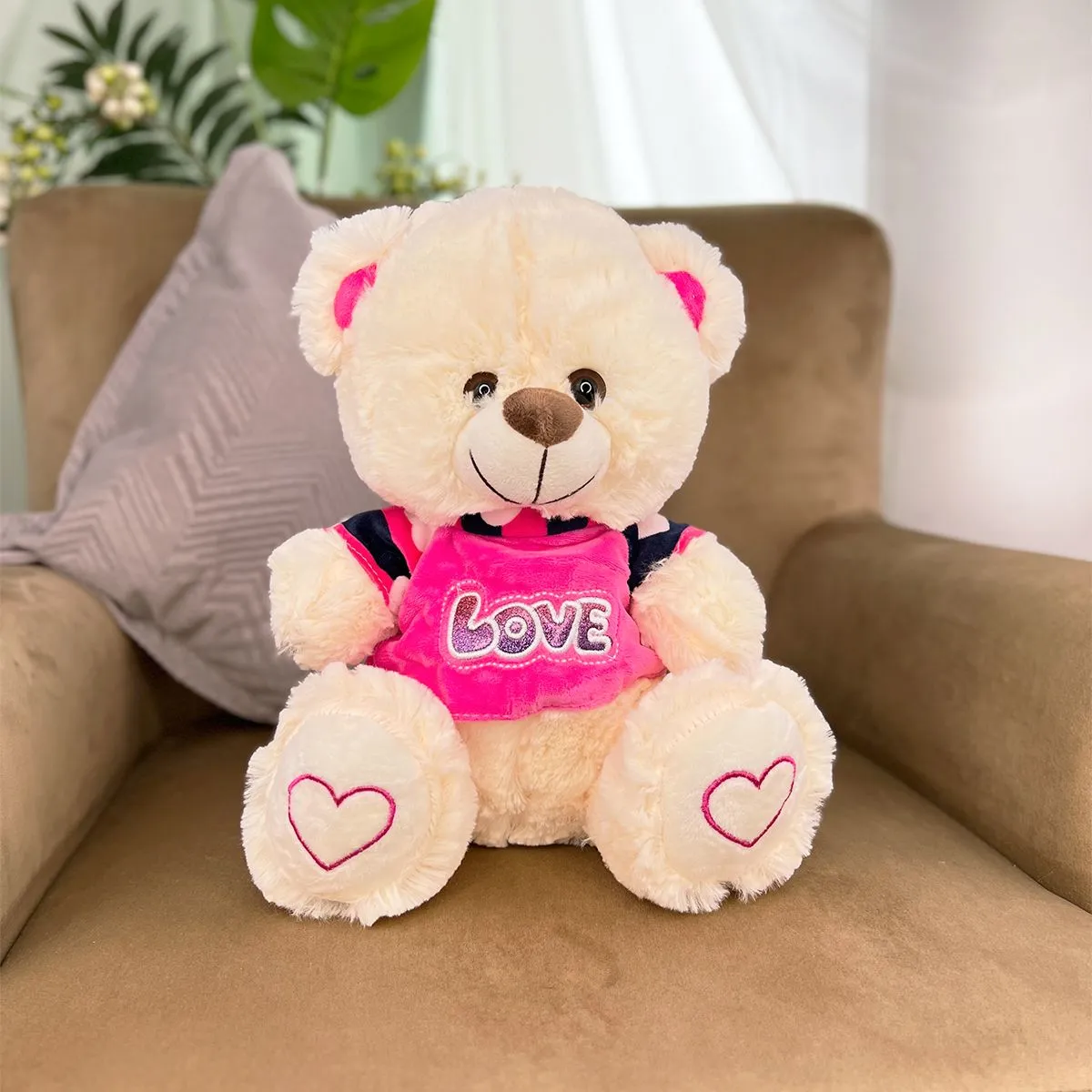 Мишка в розовой футболке, 30 см от plush.team