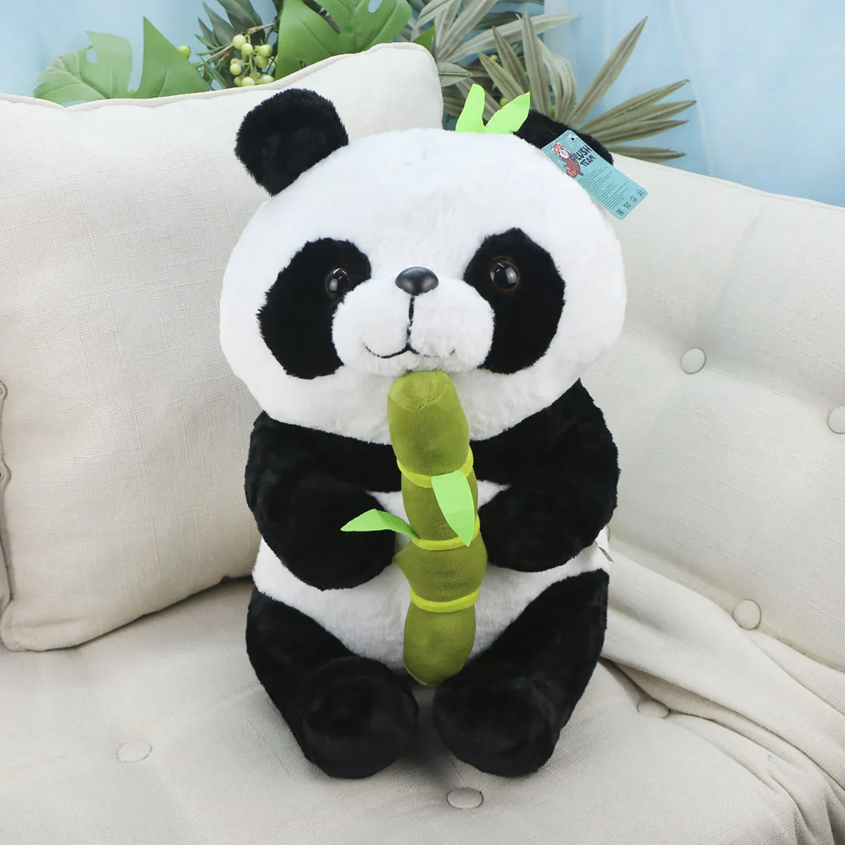 Панда пухлая с бамбуком, 45 см от plush.team