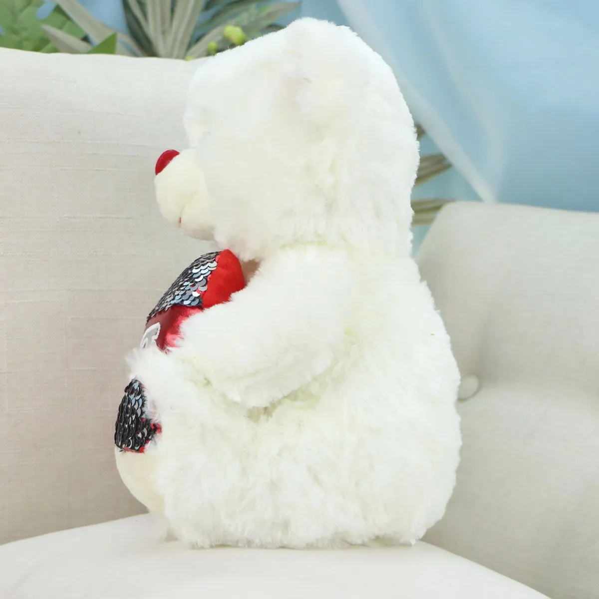 Мишка с сердцем пайетки Лав, 30 см от plush.team