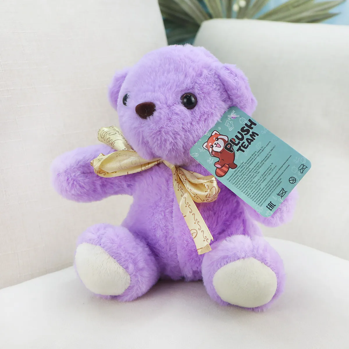 Медведь кучерявый с бантом, 17 см от plush.team