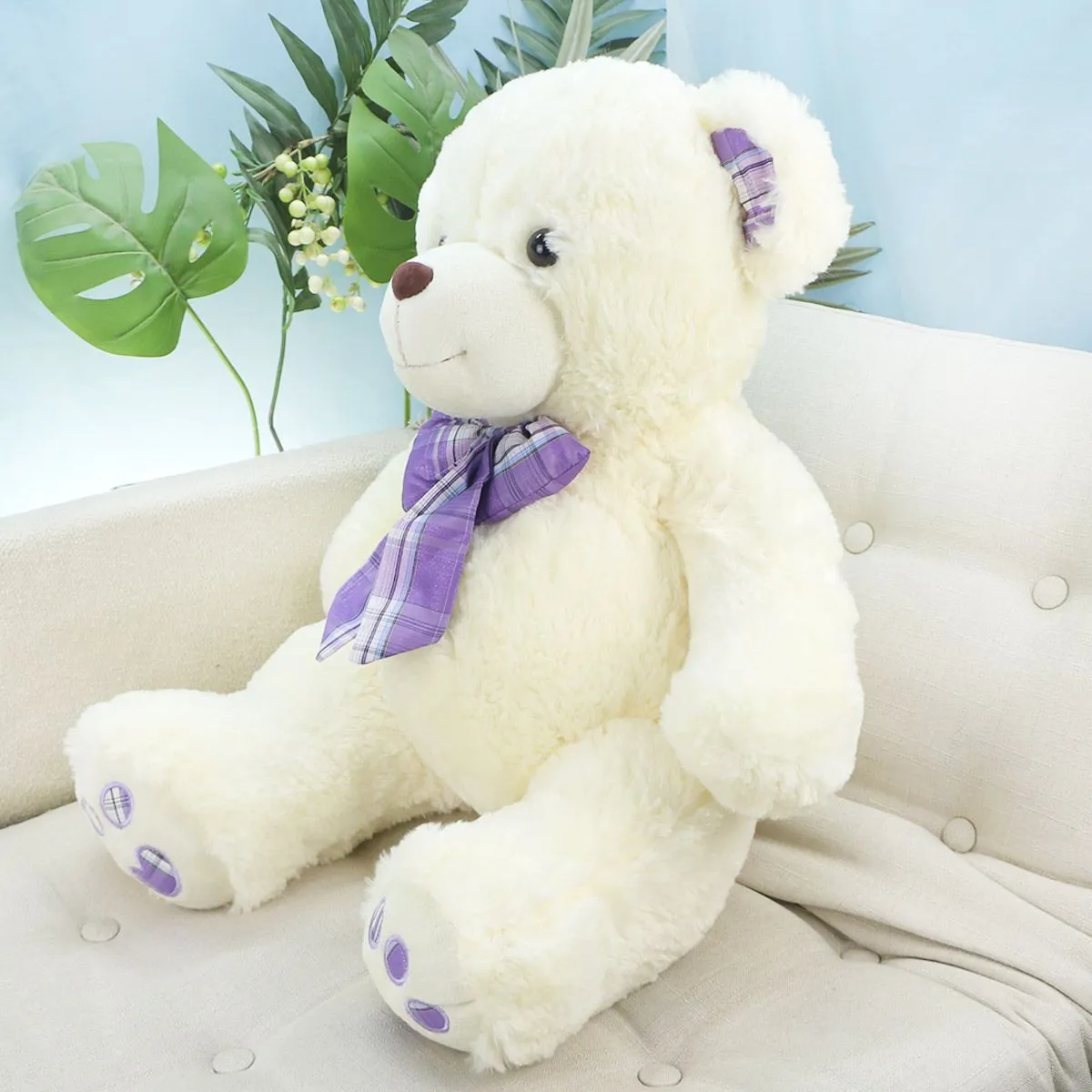 Медведь Стас в бантом, 50(65) см (Белый) от plush.team