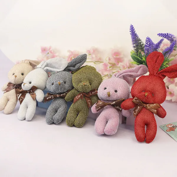 фото игрушки Мягкая игрушка с кольцом, Заяц блестящий с бантом, 15 см., 3+