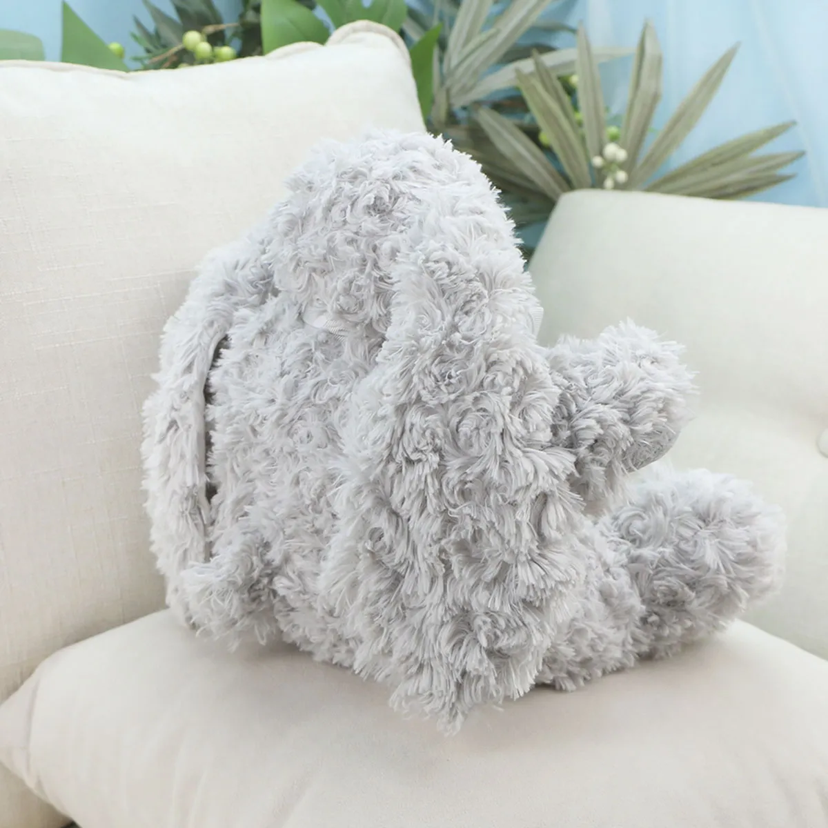 Заяц Даниэль с бантом, 28 см (Серый) от plush.team