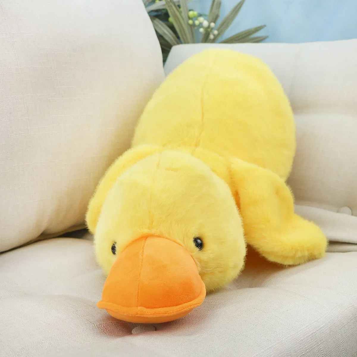 Утка лежачая пушистая, 60 см (Желтый) от plush.team