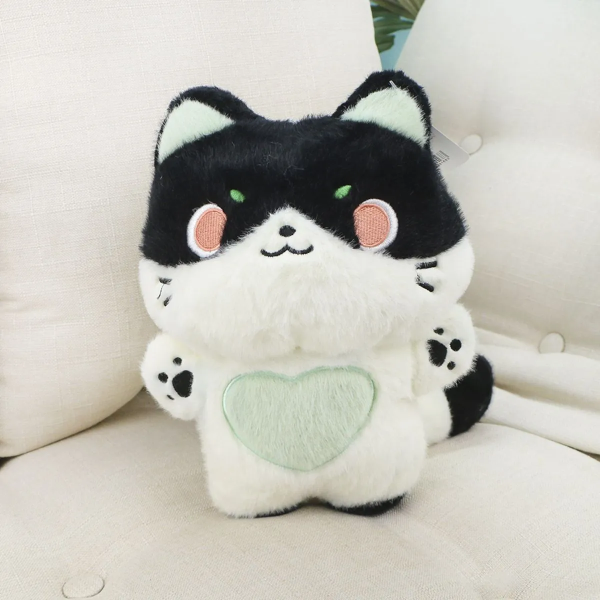 Котики с сердечком на пузе, 30 см (Черный) от plush.team