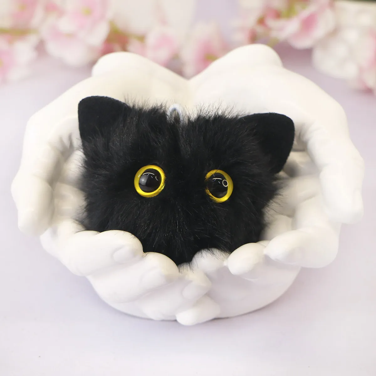 Брелок мягкий пушистый котик с глазами, 6 см от plush.team