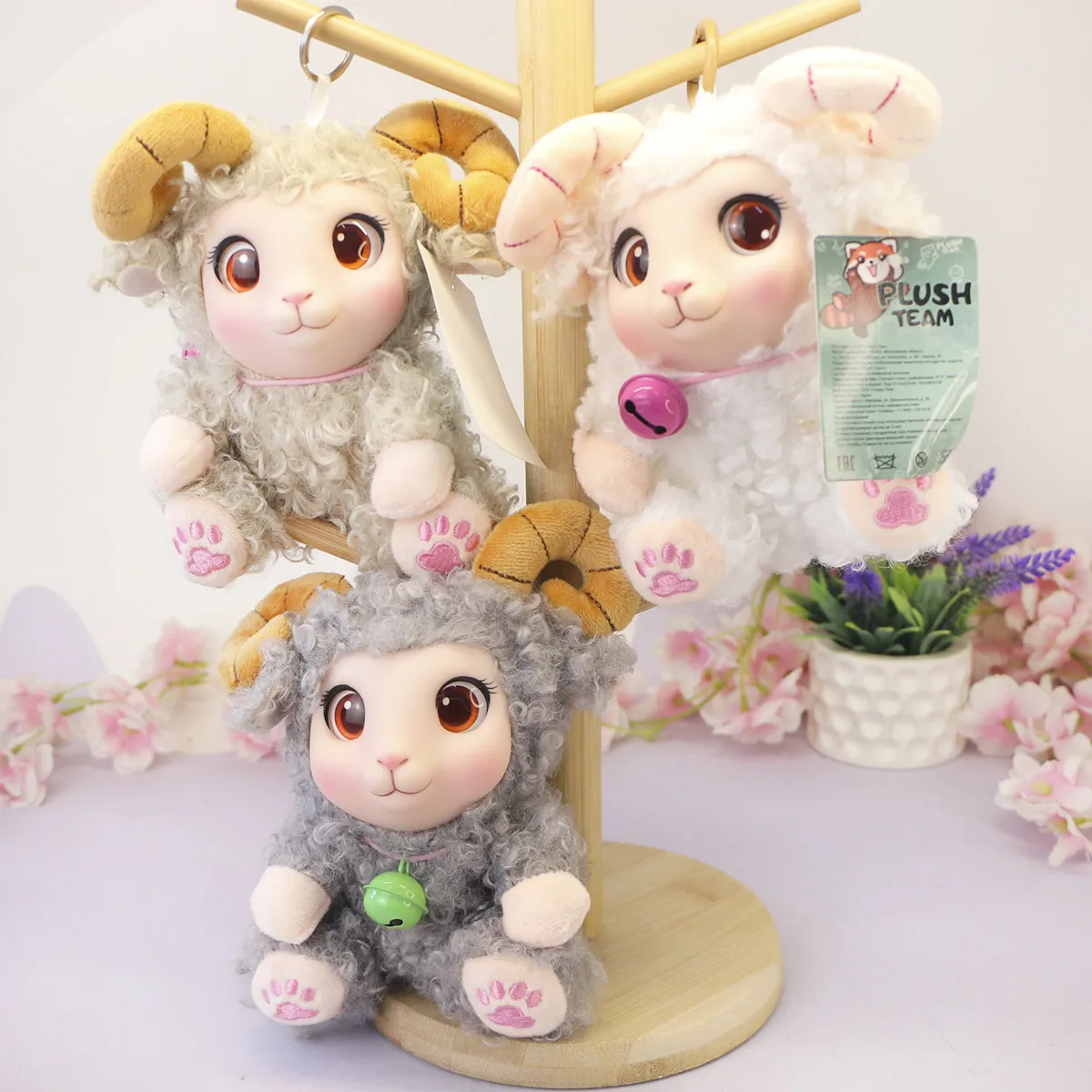 Овечка кучерявая сидячая 726, 16 см от plush.team