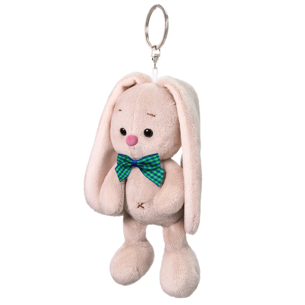 фото игрушки Зайка Ми с голубым бантиком, игрушка с кольцом, 11 см ABB-009