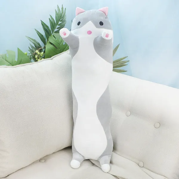 фото игрушки Кот стоячий обнимашка, 70 см (Серый)