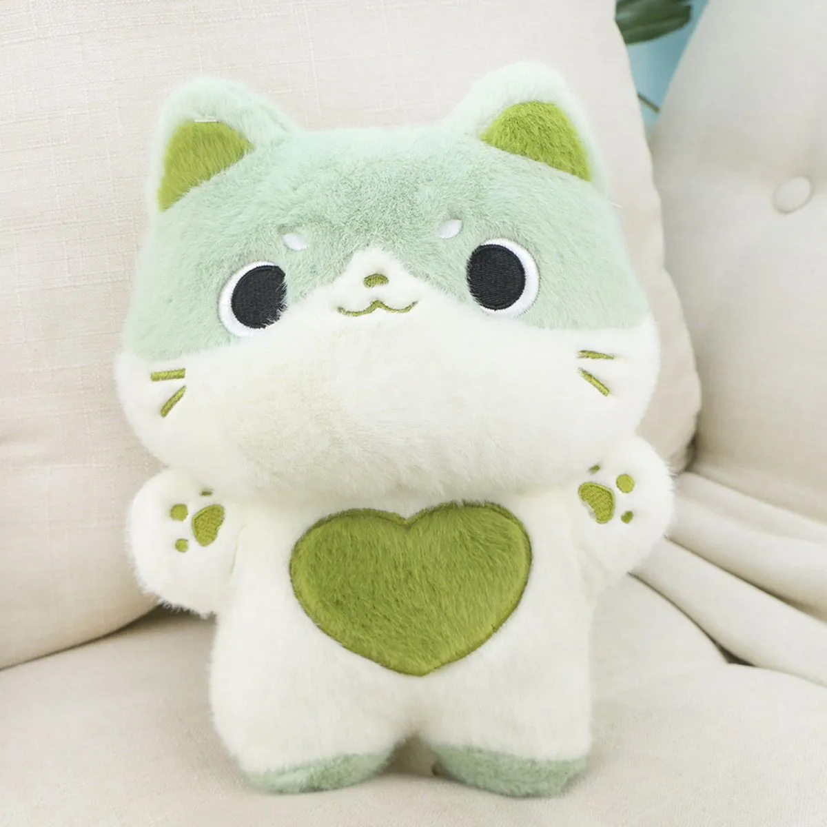Котики с сердечком на пузе, 30 см (Зеленый) от plush.team