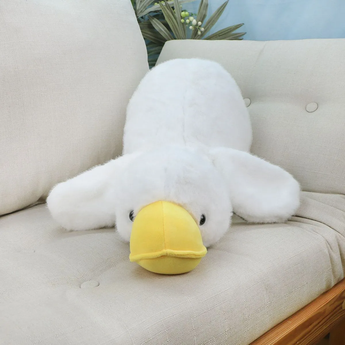 Утка лежачая пушистая, 60 см (Белый) от plush.team