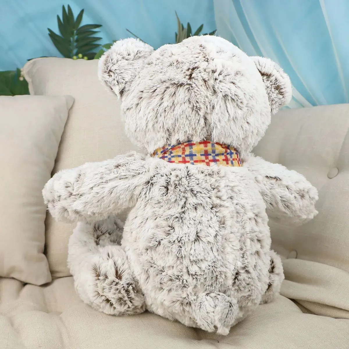 Мишка с заплаткой в шарфе, 42 см (Серый) от plush.team