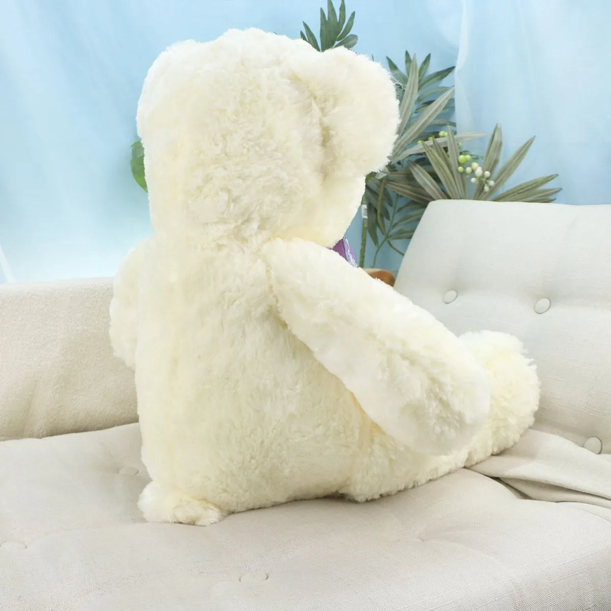 Медведь Стас в бантом, 50(65) см (Белый) от plush.team