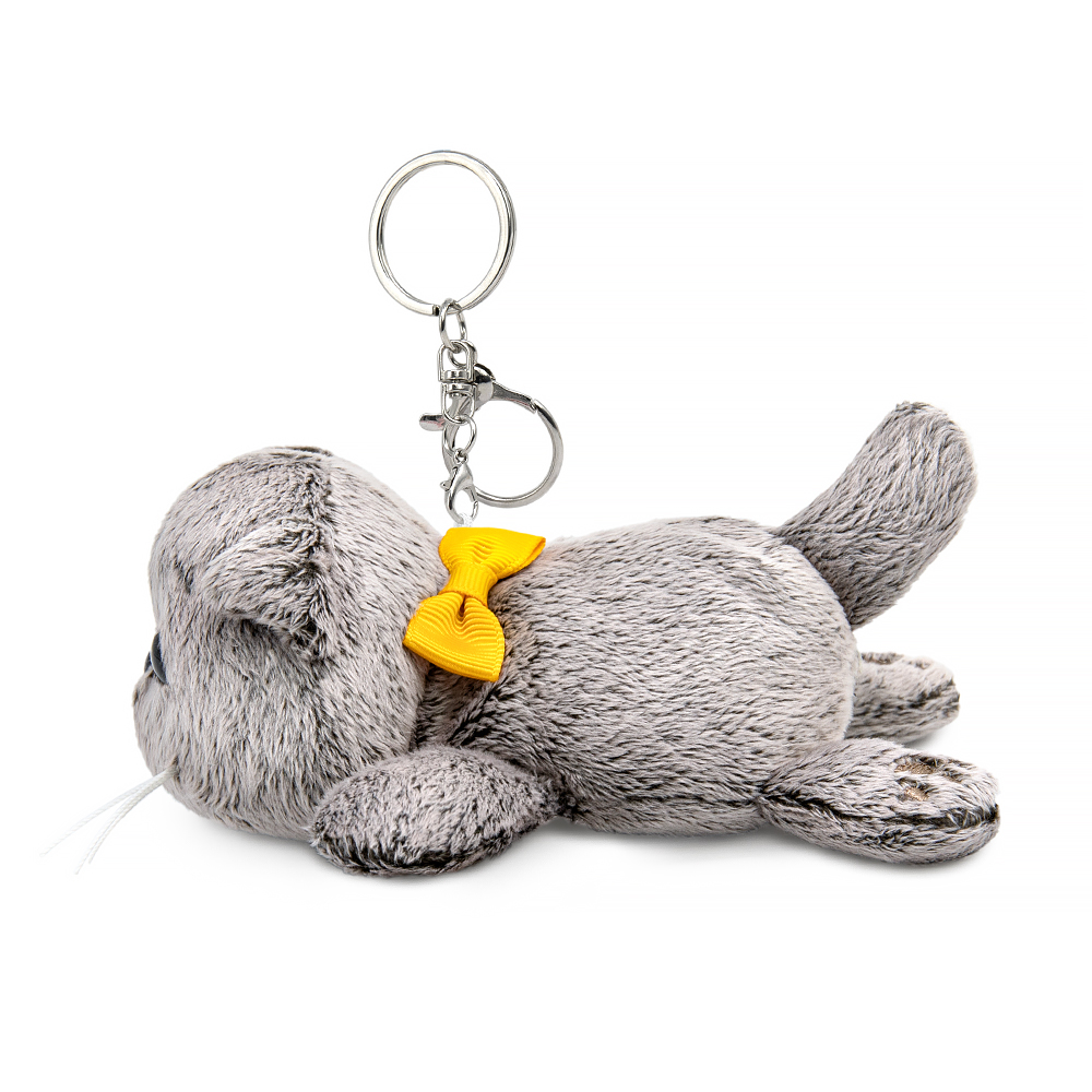 Кот Басик с бантиком лежачий, игрушка с кольцом, 11 см от plush.team